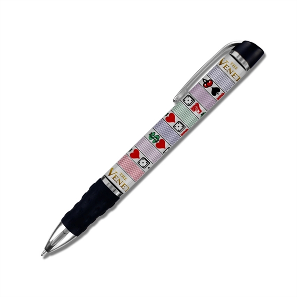Patented twist-action ballpoint pen with aluminum logo plate and colored comfort... from ASI 68190 Lungsal / Lungsal