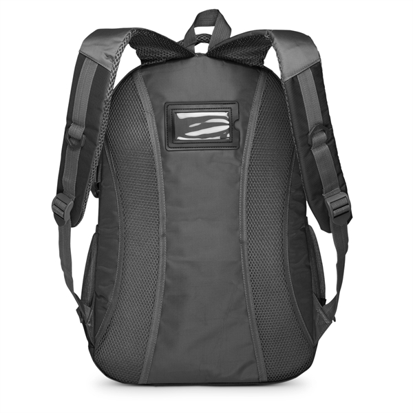 Polyester backpack with two front zipper pockets for easy access and... from ASI 46755 Cosmo Promos