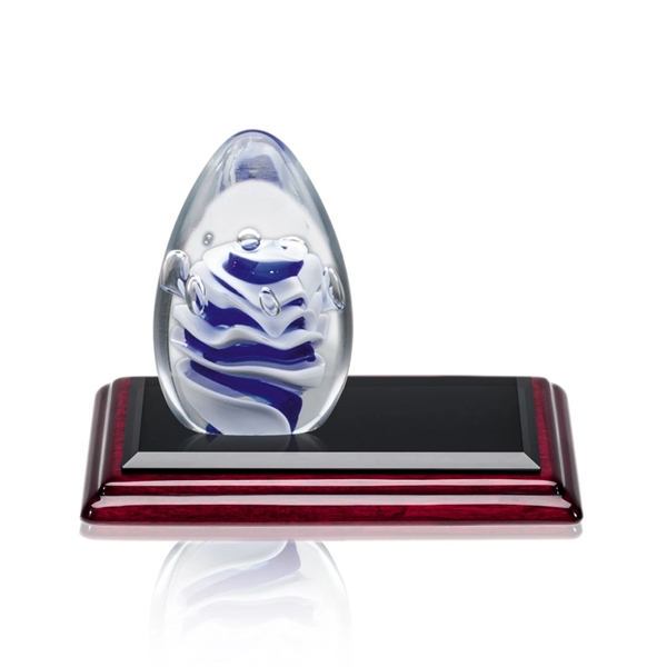 Hand blown 3 1/2" art glass award on a piano finished... from ASI 84592 St Regis Group / St Regis