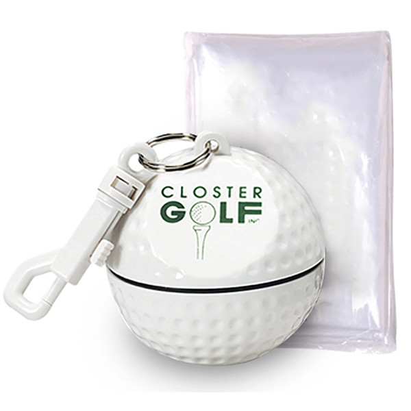 Emergency rain poncho packed inside a golf ball shaped case with... from ASI 90859 Tempo Industries Inc / Tempoline