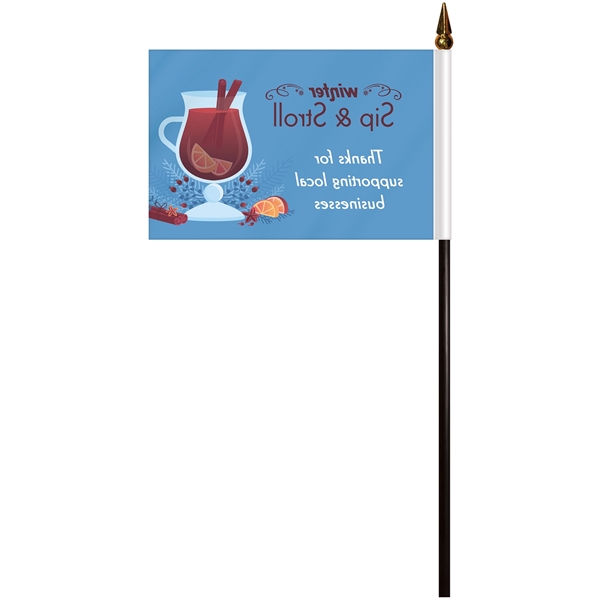 Handheld stick flag with 4" x 6" full color polyester flag... from ASI 80228 Quinn