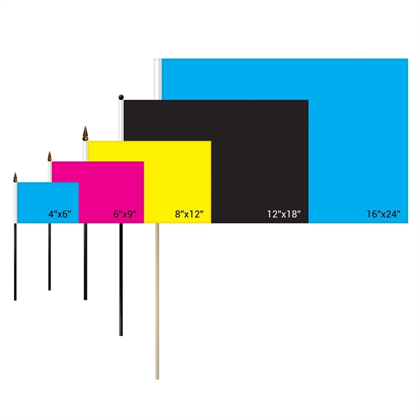 Handheld stick flag with 4" x 6" full color polyester flag... from ASI 80228 Quinn