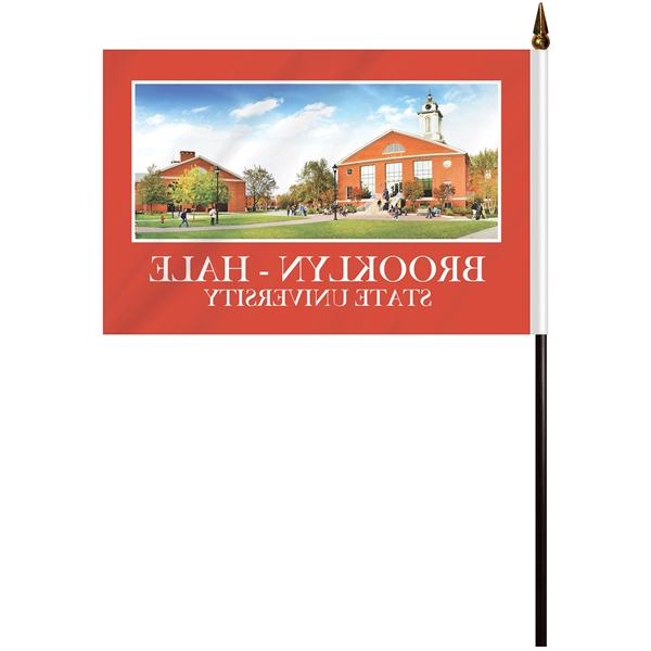 6" x 9" Single Reverse Polyester Stick Flags on a11.8" Black... from ASI 80228 Quinn