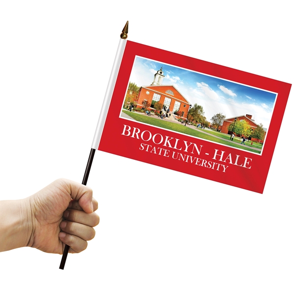 6" x 9" Single Reverse Polyester Stick Flags on a11.8" Black... from ASI 80228 Quinn