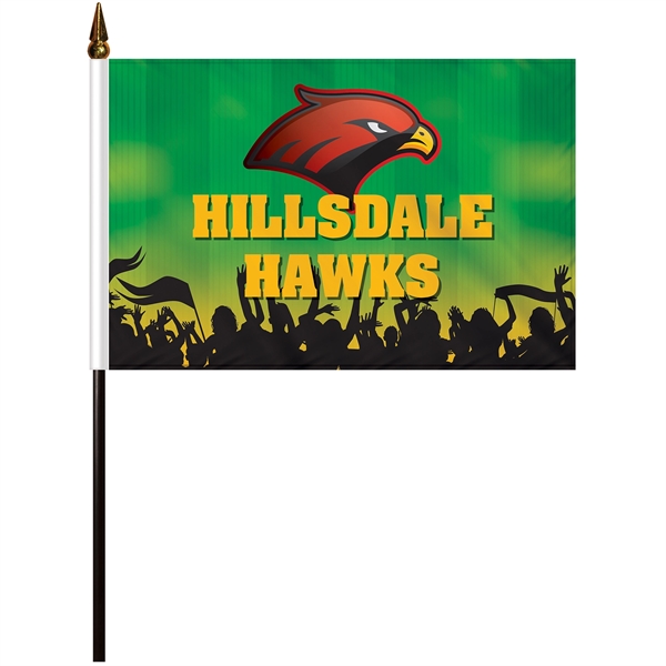 8" x 12" Single Reverse Polyester Stick Flag on a 15.75"... from ASI 80228 Quinn