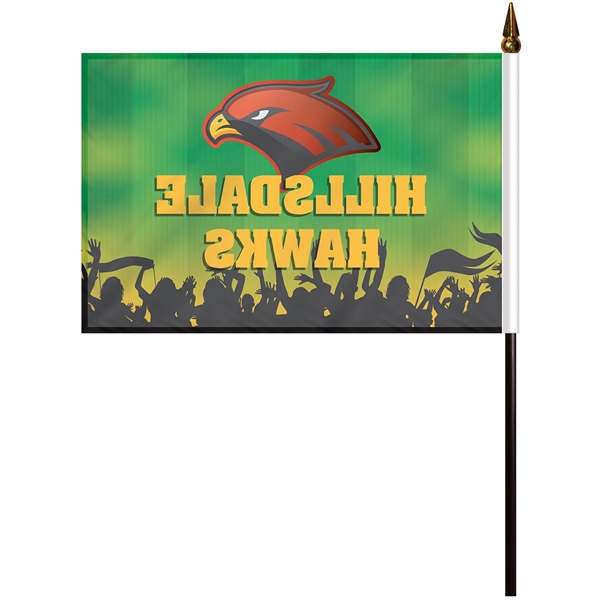 8" x 12" Single Reverse Polyester Stick Flag on a 15.75"... from ASI 80228 Quinn