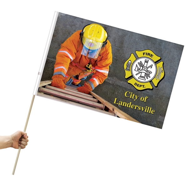 16" x 24" Single Reverse Knitted Polyester Stick Flag on a... from ASI 80228 Quinn