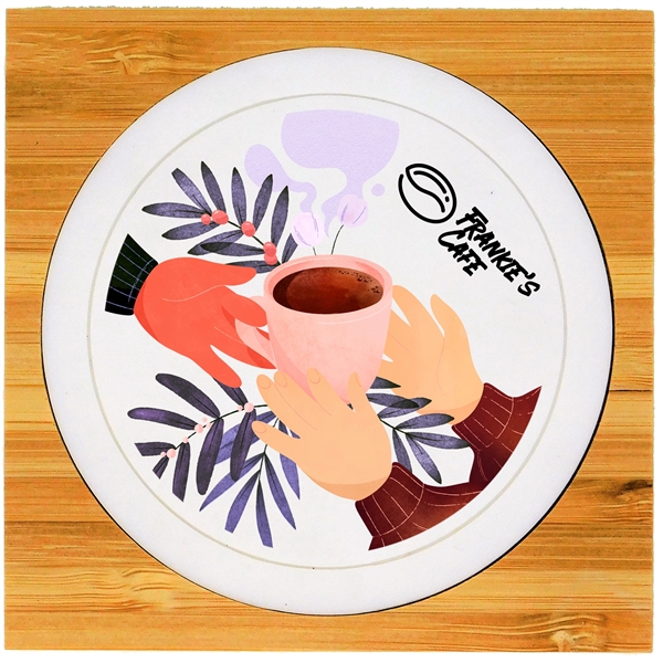 A classic bamboo coaster with white plastic inset for decoration... from ASI 61966 HPG / Beacon Promotions