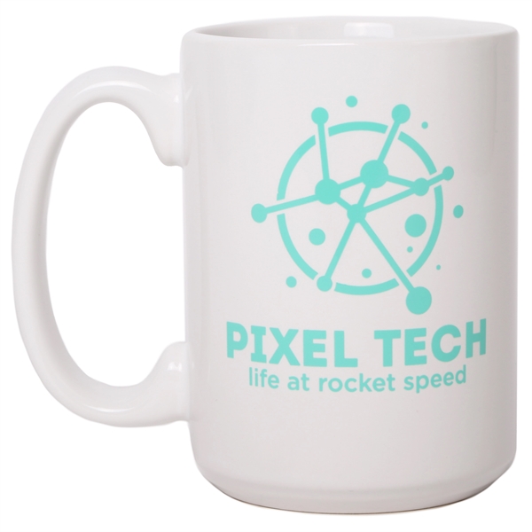 15 ounce capacity ceramic mug with "C" shaped handle... from ASI 61966 HPG / Best Promotions USA