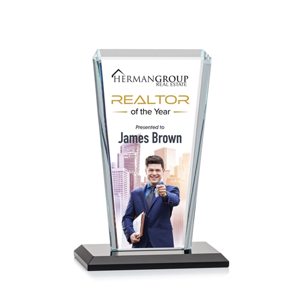 Our extraordinary beveled Starfire angular award is combined with ebony optical... from ASI 84592 St Regis Group / St Regis