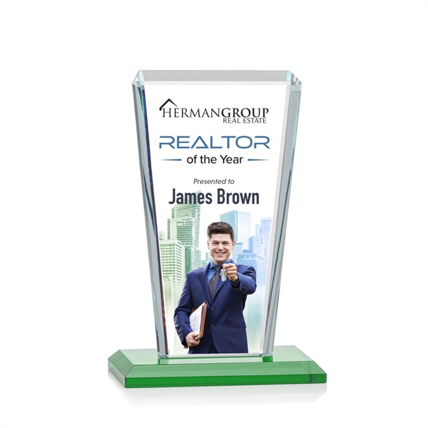 Our extraordinary beveled Starfire angular award is combined with emerald optical... from ASI 84592 St Regis Group / St Regis