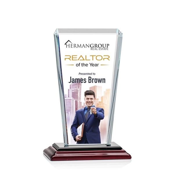 Our extraordinary beveled Starfire angular award is combined with Rosewood Albion™... from ASI 84592 St Regis Group / St Regis