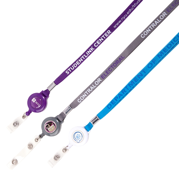 Customize your flat polyester lanyard with a PMS color-matched retractable badge... from ASI 62088 IDProductsource