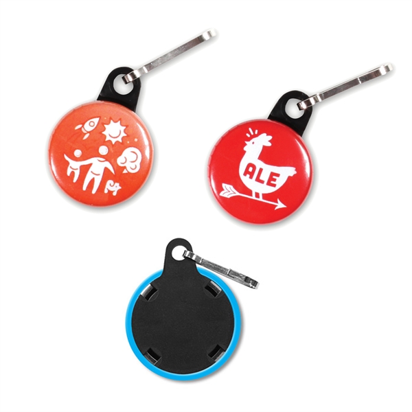 1" round metal and plastic round zipper pull with J-hook and... from ASI 62088 IDProductsource