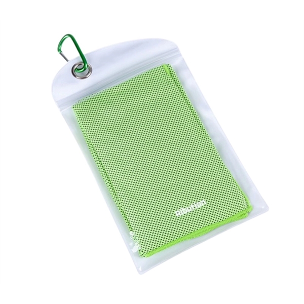 Cooling quick dry hand towel in sealed polybag with carabiner +... from ASI 37218 Athena Promo (tm)