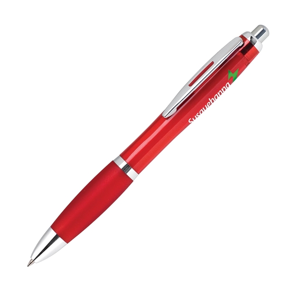 Plastic click-action ballpoint pen with a solid white barrel, bright colored... from ASI 68190 Lungsal / Lungsal