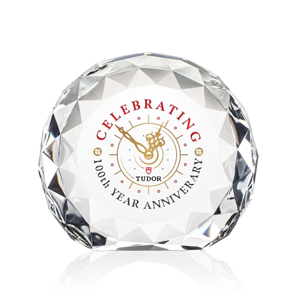 Optic crystal round award with faceted edges and a flat bottom.... from ASI 84592 St Regis Group / St Regis