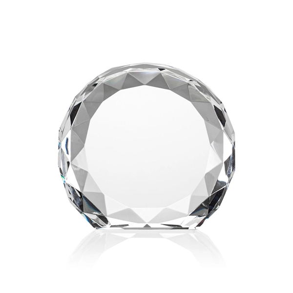 Optic crystal round award with faceted edges and a flat bottom.... from ASI 84592 St Regis Group / St Regis