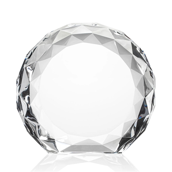 Optic crystal round award with faceted edges and a flat bottom.... from ASI 84592 St Regis Group / St Regis