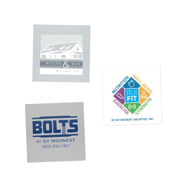 Square adhesive stickers on 70lb. paper. UV resistant.... from ASI 62088 IDProductsource