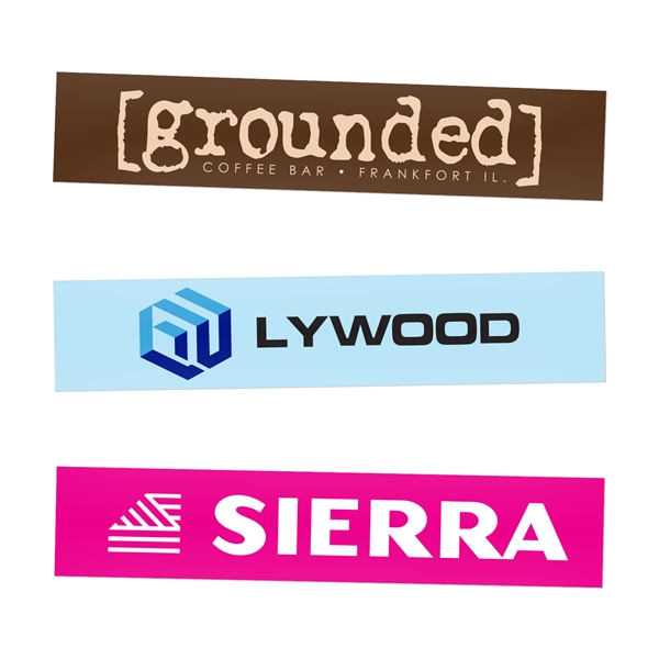 Rectangle-shaped water-resistant sticker. Individually cut, UV resistant, printed on 70lb. 4mil... from ASI 62088 IDProductsource