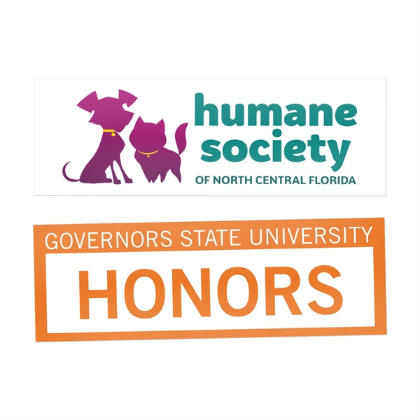 Rectangle-shaped water-resistant sticker. Individually cut, UV resistant, printed on 70lb. 4mil... from ASI 62088 IDProductsource