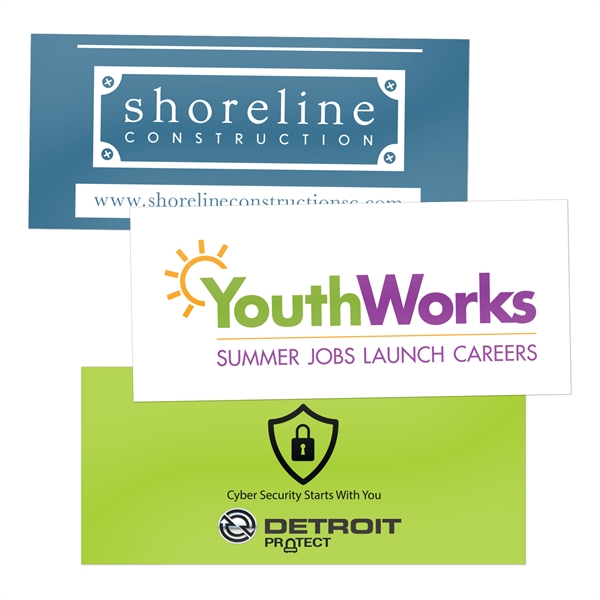 Rectangle-shaped water-resistant sticker. Individually cut, UV resistant, printed on 70lb. 4mil... from ASI 62088 IDProductsource