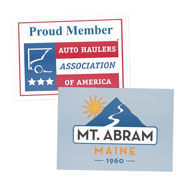 Rectangle-shaped water-resistant sticker. Individually cut, UV resistant, printed on 70lb. 4mil... from ASI 62088 IDProductsource