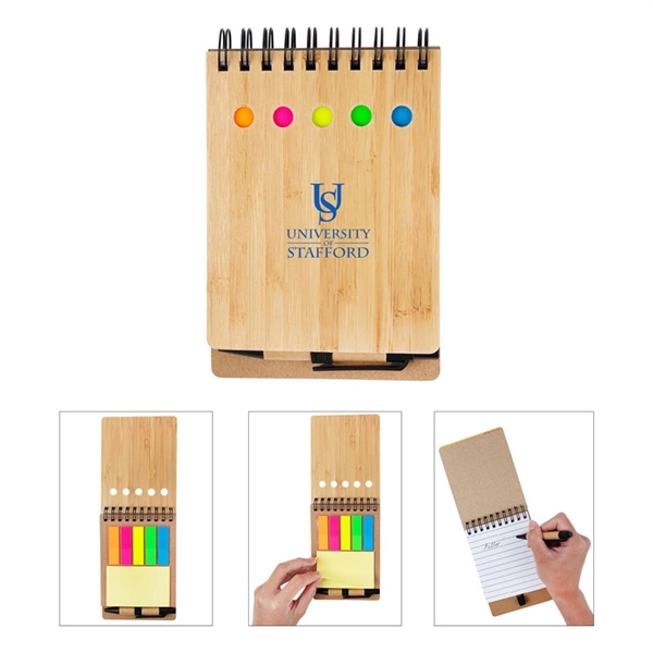 Ridgecrest 3-in-1 Bamboo Jotter w/Pen... from ASI 67866 Logomark/Valumark
