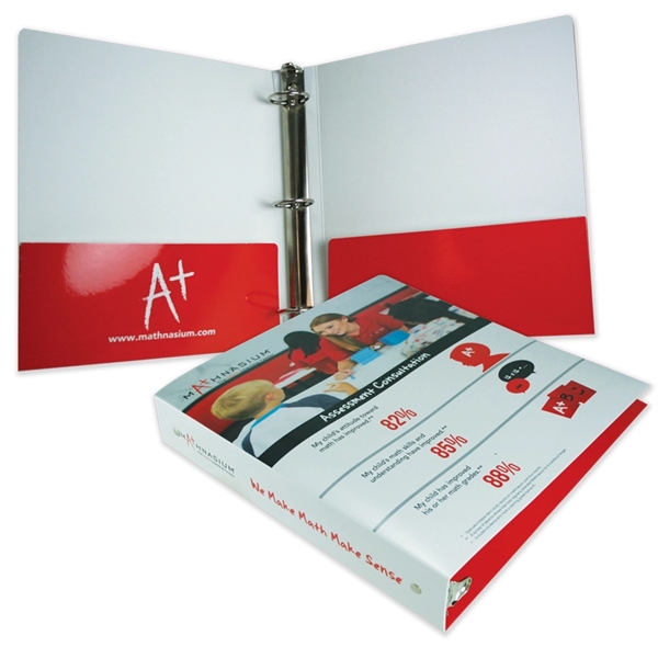Three-ring laminated paper binder with two 4-1/4" pockets, printed in full... from ASI 32050 Admore / Admore®