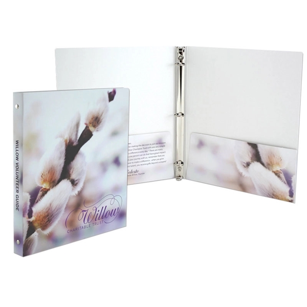 Three-ring laminated paper binder with two 4-1/4" pockets, printed in full... from ASI 32050 Admore / Admore®
