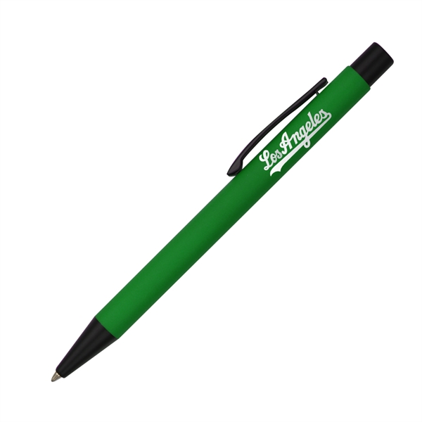 Aluminum pen with a soft rubber finishes click-action with chrome engraving.... from ASI 40544 Binaco