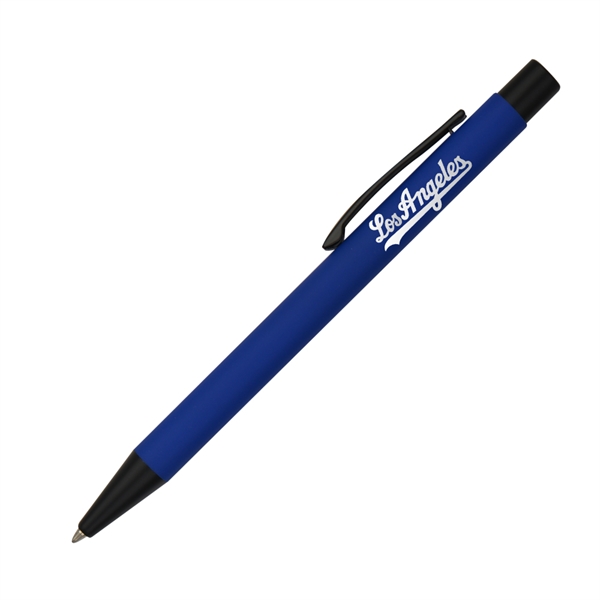 Aluminum pen with a soft rubber finishes click-action with chrome engraving.... from ASI 40544 Binaco