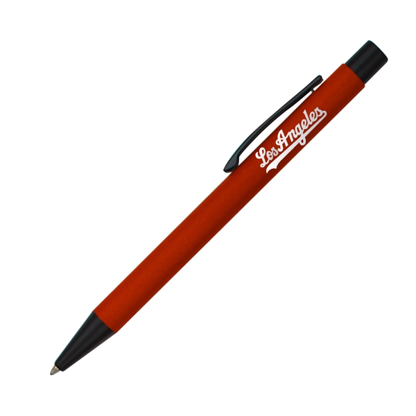 Aluminum pen with a soft rubber finishes click-action with chrome engraving.... from ASI 40544 Binaco