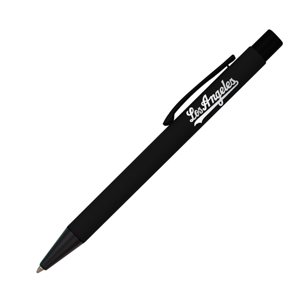 Aluminum pen with a soft rubber finishes click-action with chrome engraving.... from ASI 40544 Binaco