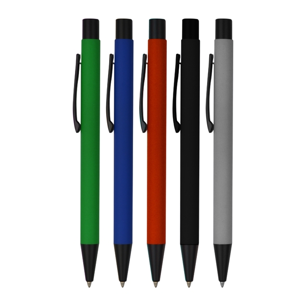 Aluminum pen with a soft rubber finishes click-action with chrome engraving.... from ASI 40544 Binaco