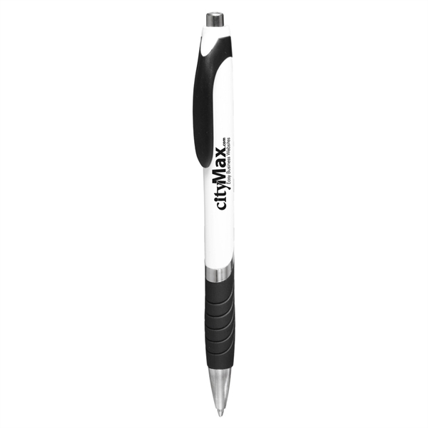 Ergonomically designed click-action ballpoint pen with rubber grip.... from ASI 39552 BEL Promo