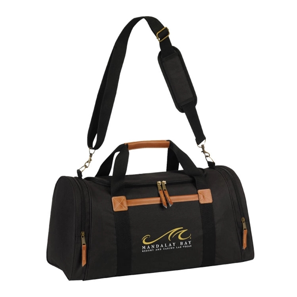 600D Polyester with leatherette trim. U-Shaped large main compartment, two zippered... from ASI 30112 ACE Products / Ace Line