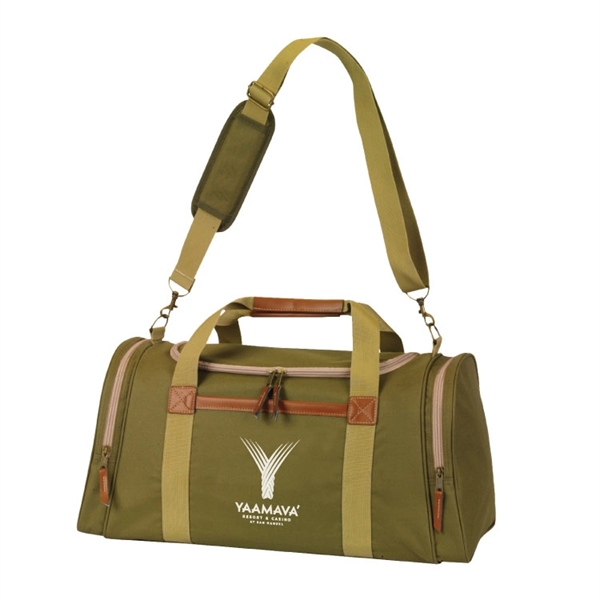 600D Polyester with leatherette trim. U-Shaped large main compartment, two zippered... from ASI 30112 ACE Products / Ace Line