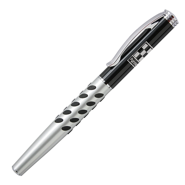Solid brass cap-off rollerball pen with a matte silver barrel with... from ASI 68190 Lungsal / Lungsal