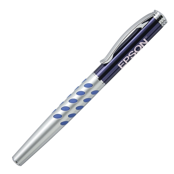 Solid brass cap-off rollerball pen with a matte silver barrel with... from ASI 68190 Lungsal / Lungsal