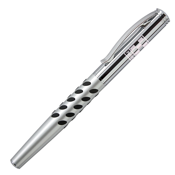 Solid brass cap-off rollerball pen with a matte silver barrel with... from ASI 68190 Lungsal / Lungsal
