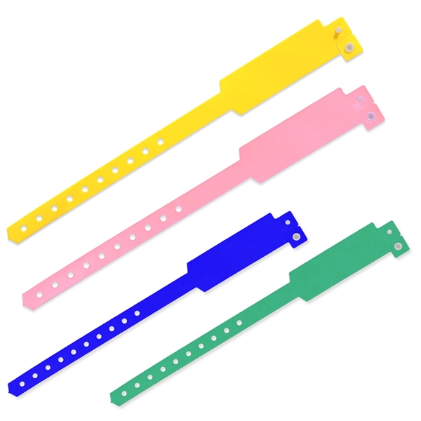 Stock wide-faced vinyl wristbands with locking snap and adjustable holes.... from ASI 62088 IDProductsource