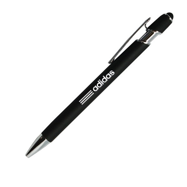 Click action aluminum pen with soft touch stylus and chrome detail... from ASI 40544 Binaco