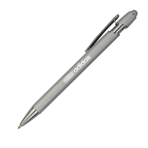 Click action aluminum pen with soft touch stylus and chrome detail... from ASI 40544 Binaco