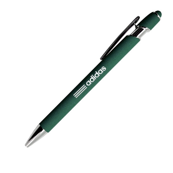 Click action aluminum pen with soft touch stylus and chrome detail... from ASI 40544 Binaco