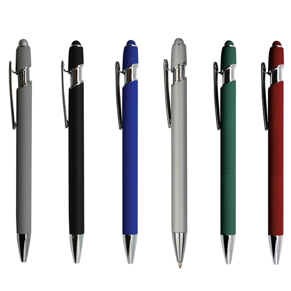 Click action aluminum pen with soft touch stylus and chrome detail... from ASI 40544 Binaco