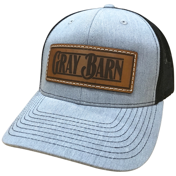 Richardson 112 Trucker Hat with Sewn-On Leather Patches on Hats Caps... from ASI 38195 Overnightline