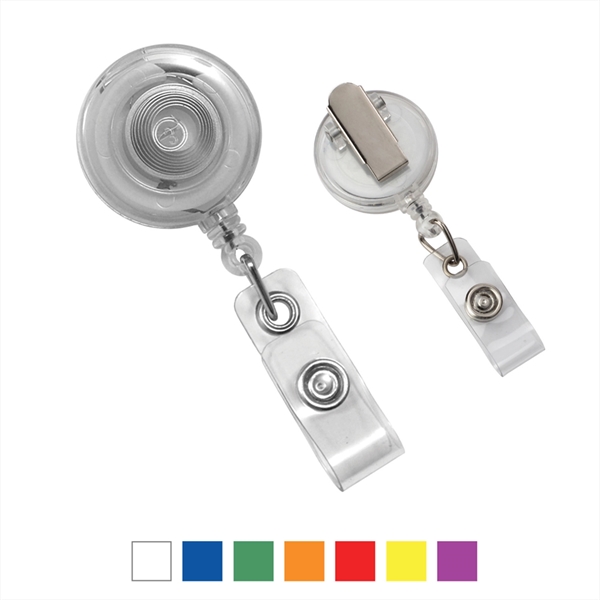 Translucent round badge reel with strap and slide clip.... from ASI 62088 IDProductsource