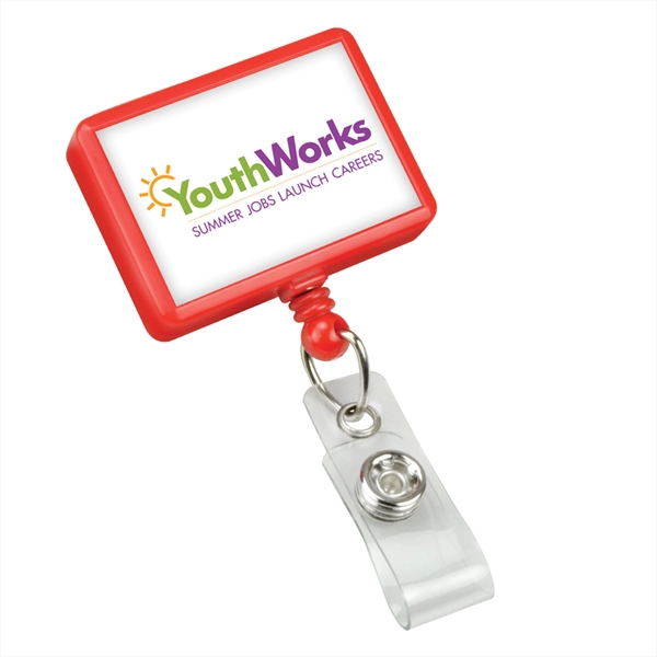 Rectangular custom badge reels have the largest imprint area for your... from ASI 62088 IDProductsource